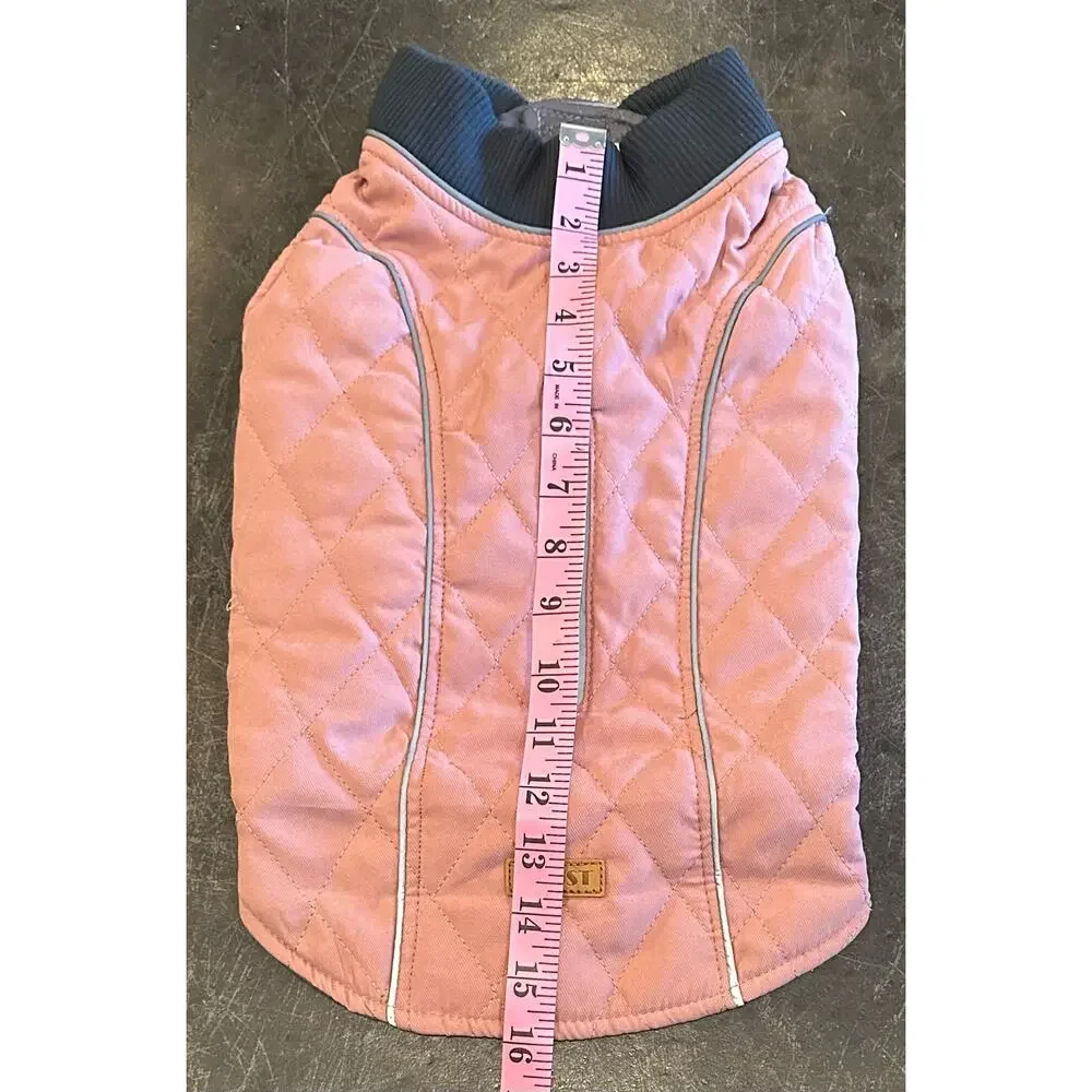 New Emust Quilted Winter Dog Coat -Pink/Gray - Size Medium
